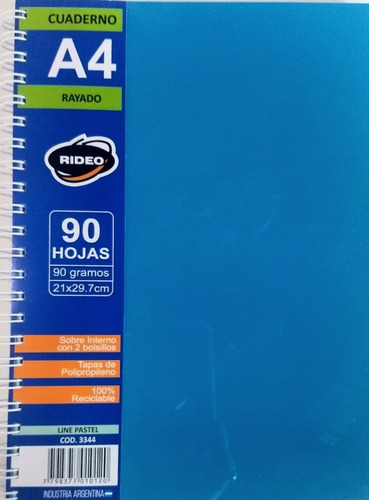 Cuaderno A4 -rideo-tapa Polipropileno X90hj Rayadas-3 Sep.