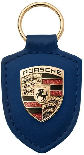 Porsche Llavero De Piel Crest Azul