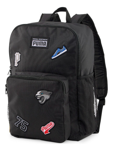 Mochila Puma Patch Backpack Color Negro Diseño de la tela Liso