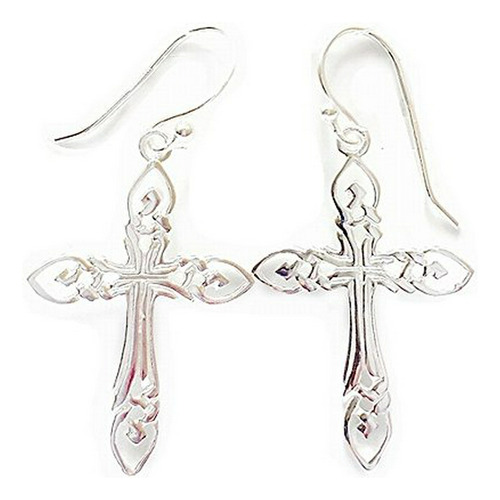 925 Solid Sterling Silver Filigree Cross Earrings For Women 