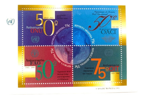 Filatelia Argentina 50 Aniversario De Naciones Unidas B76