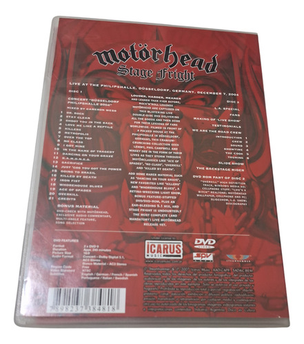 Motorhead Stage Fright Doble Dvd Ediciones En Vivo
