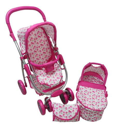 Carriola Para Muñecas De Lujo Intercambiable,bambineto, Color Rosa