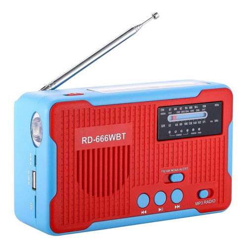 Radio Emergencia Reproductor Mp3 Manivela Solar Alimentado