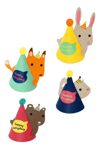 Sombreros De Fiesta De Cumpleaños Con Temática Animal, 4 Uni