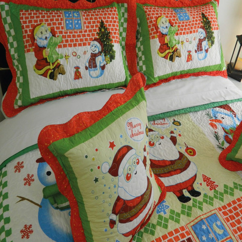 Imagen 2 de 4 de Cubrelecho Doble Navideño Doble Faz