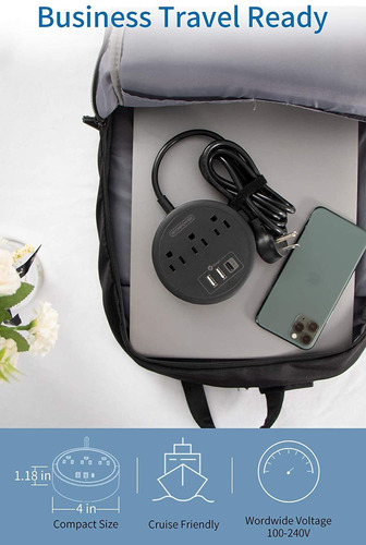 Power Strip Con Usb C, Tira De Potencia Compacta De Nontepow