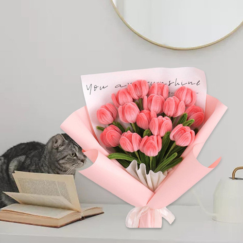 Ramo De Tulipanes Con Flores De Simulación De Felpa Para