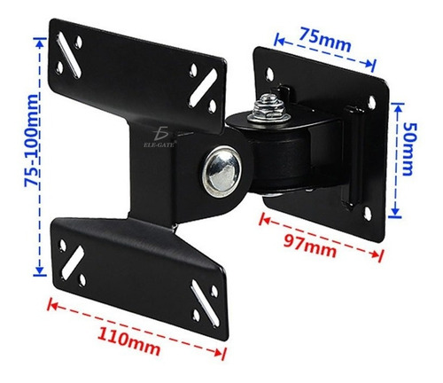 Soporte Pantalla Tv Pared Vesa 14 A 24 Pulgadas 180 Grados Negro