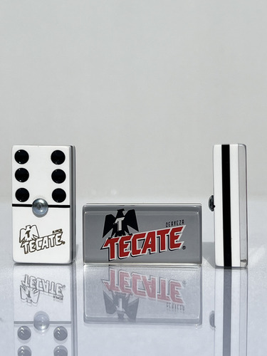 Domino Tecate Plata / Domino Carta Blanca B/n Caja Plastico