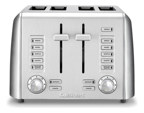 Tostador 4 Rebanadas Cuisinart 7 Niveles 120v Acero Inoxidable 1350pcesp Gris