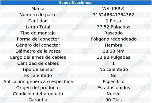 Sensor Oxígeno Bmw 320i L4 2.0l 79 Walker