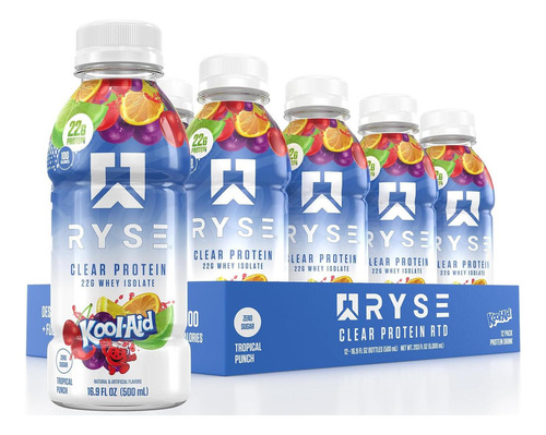 Ryse Clear Whey Isolate Protein Shake, Kool-aid Tropical Pun