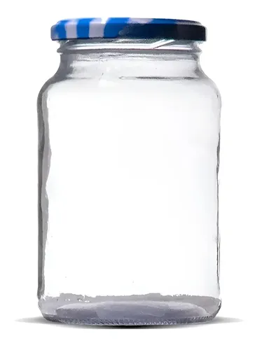 Kit 15 Potes Vidro 600ml Com Tampa Rosca E Lacre Azul Xadrez