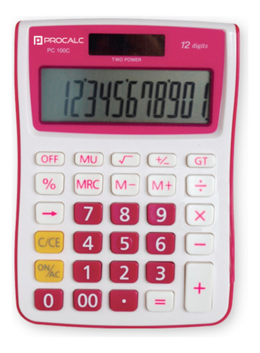Calculadora De Mesa 12 Digitos Pc100pk Rosa - Procalc
