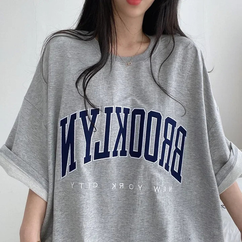 Camiseta Holgada De Algodón De Manga Corta De Estilo Coreano