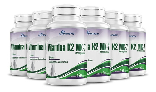 Vitamina K2 Mk-7 Menaquinona Kit Com 6x 120 Cápsulas Softgel
