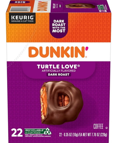 Dunkin Donuts Turtle Love K-cup Dark Roast 22pc.