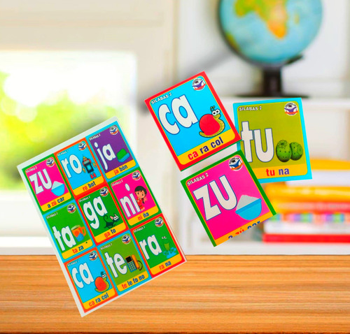 Pack Educativo Loteria Silabas Y Memorama Trisilabas Niños