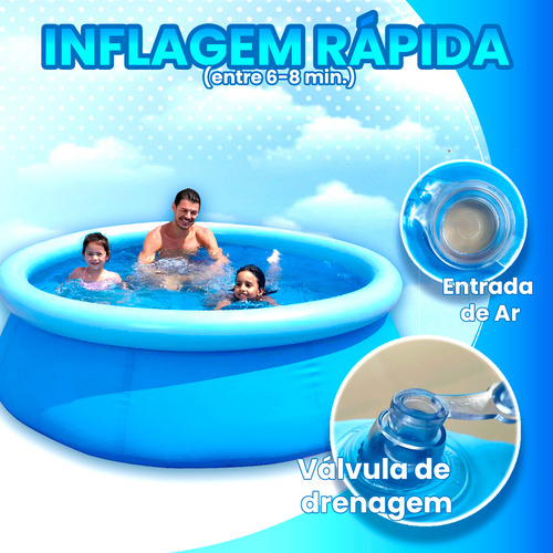 Kit Piscina Inflável 1000l + Bomba De Ar Manual Portátil