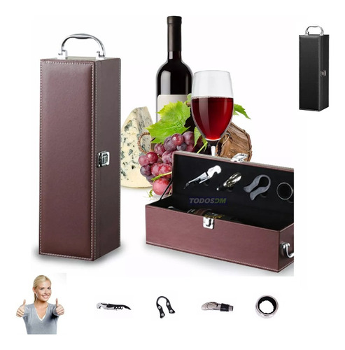 Caja De Regalo Para Un Vino Tinto Con Utensilios De Vino
