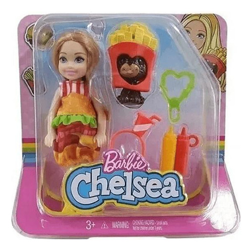 Hamburguesa para fiesta de disfraces de Barbie Club Chelsea con muñeca de mascota