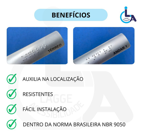 Kit 10 Placas Braile Para Corrimão Andar 9