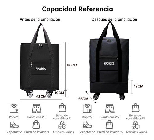 Maleta Deportiva Viaje Bolsa Mochila Gym Duffel Con Ruedas