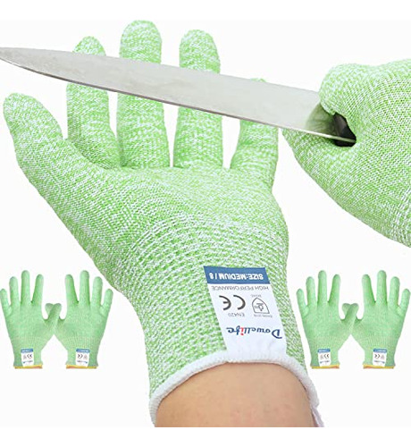 3 Pairs Cut Resistant Gloves Food Grade Level 5 Protect...