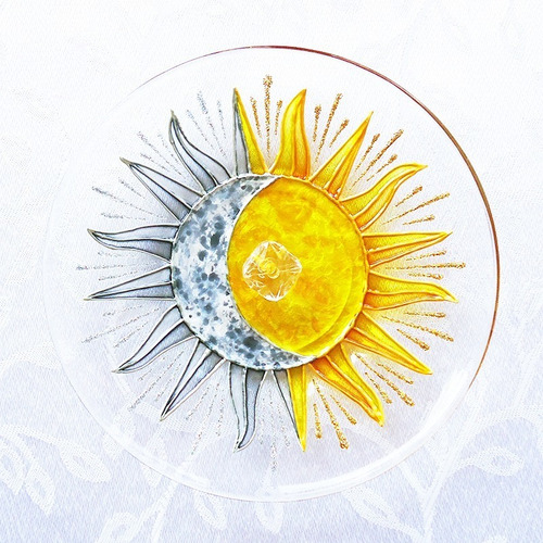Incensário Lua E Sol / Sol E Lua Redondo Em Vidro