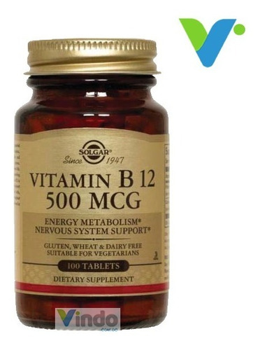 Solgar Vitamina B12 Sin Gluten Apta Vegetarianos Americano