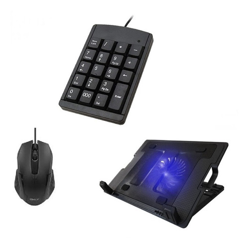 Kit Soporte Cooler Notebook + Teclado Numerico + Mouse 800dp