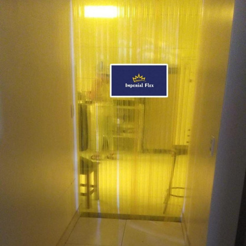 Cortina Pvc Em Tiras Amarela Citronela Reforçada