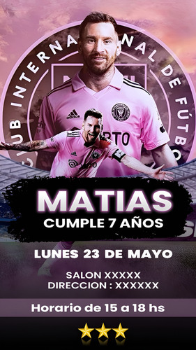 Invitación Cumpleaños Messi Inter Miami