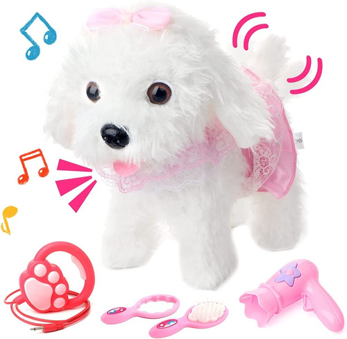 Juguete Perrito Blanco  Electrónico  Peluche  Control Remoto