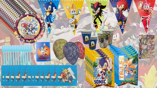 Pack Cumpleaños Sonic X12 Cotillón A Tu Casa