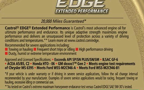 Imagen 2 de 2 de Aceite Castrol Edge 5w30 Extended Sintetico Garrafa 4.73lt