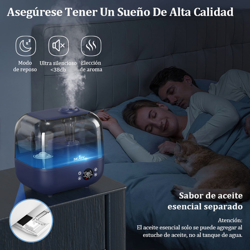 Sejoy JSQ-F50A1 5L Humidificadores Niebla Cálida Y Fría Para Dormitorio Y Habitación De Plantas Con Sensor De Humedad Integrado Aceite Esencial 127V Azul