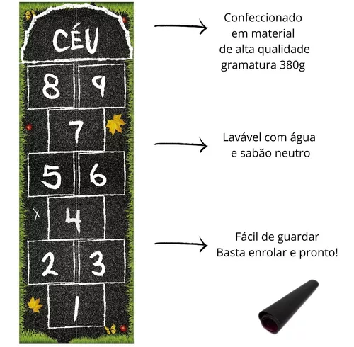 Tapete Amarelinha Divertida Lateralidade Sensorial Jogo Educativo e  ReciclávelBrinquedos EducativosBambalalão Brinquedos Educativos