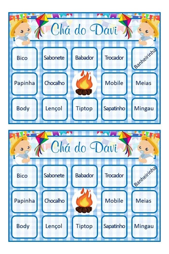 Bingo Chá De Bebê Fralda Festa Junina Personalizado Imprimir