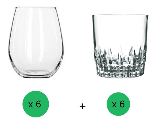 Set Vasos Vidrio Whisky Copon Vela Gourmet Nadir Vegas X 12