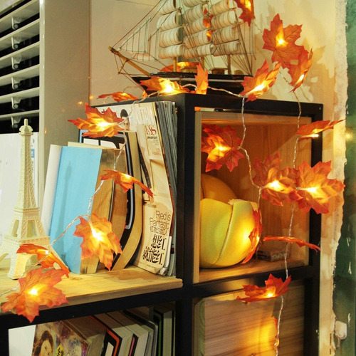 2 Piezas Luces De Cadena Hojas De Arce Otoño Para Halloween