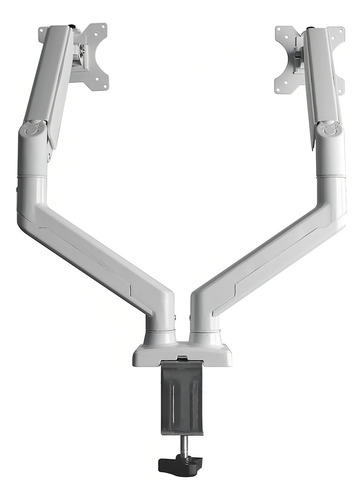 Suporte De Mesa P/2 Monitor Ergo C/pistao Até 32 Articulado Cor Branco