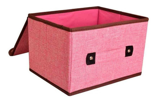 Imagen 4 de 10 de Caja Organizadora Baul Liso De Tela 37x24