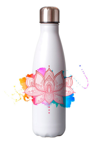 Botella Yoga De Aluminio Para Agua 650ml Loto Mandala