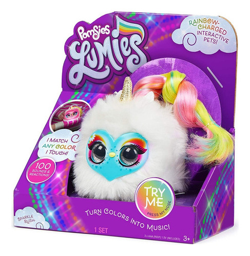 Peluche Unicornio Interactivo Pomsies Lumies Sparkle Rush