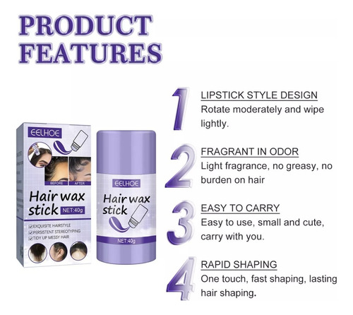 Barra De Cera Para El Cabello Hair Wax Stick 40 Gr