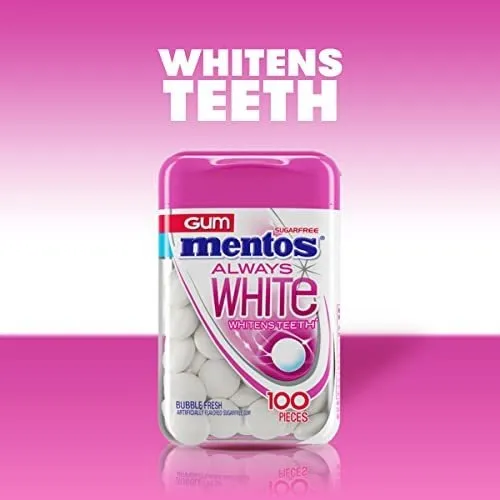 Mentos Always White Chicle Sin Azúcar Con Xilitol - 4 Botell