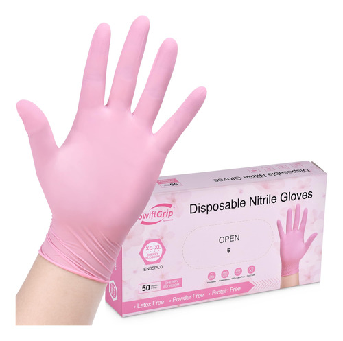 Swiftgrip Guantes De Nitrilo Rosa, 3 Mil, Guantes Industrial