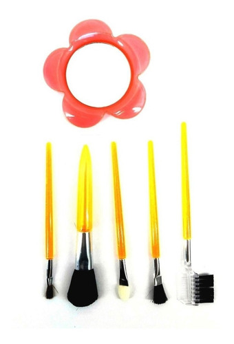 Imagen 6 de 10 de Maquillaje Set 5 Mini Brochas Pinceles + Espejo + Estuche